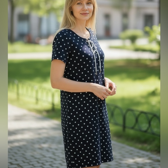 Tommy Hilfiger Dresses & Skirts - ⭐️Tommy Hilfiger Navy Blue Polka Dot Midi Dress